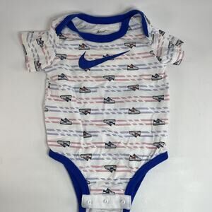 Nike Baby Bodysuit 0-6M Sneaker Print White Blue Short Sleeve